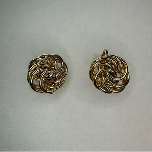 Trifari Gold Swirl Clip-On Knot Earrings